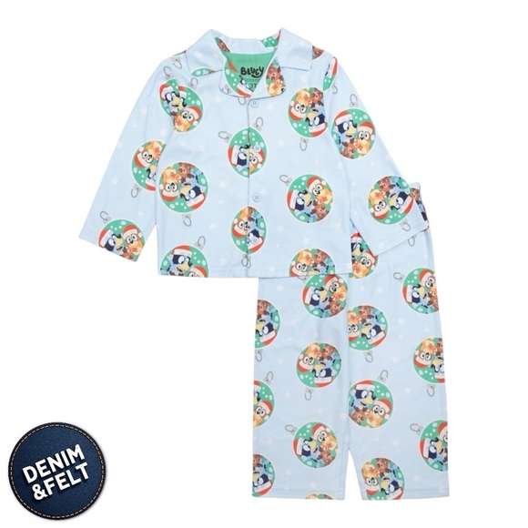 AME Toddler/Little Kid Bluey Two-Piece Button Down Shirt & Pants Pajama Set| NEW - Picture 1 of 5